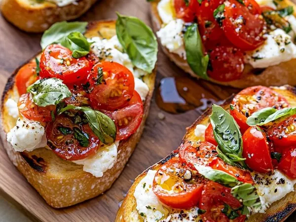Фото: Брускети з моцарелою та помідорами