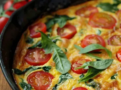 Фритата з помідорами, болгарським перцем та моцарелою