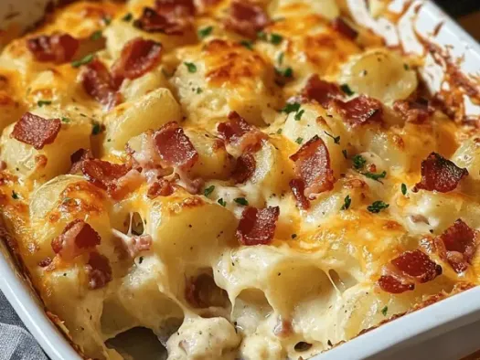 Картопля запечена з беконом та сиром у духовці