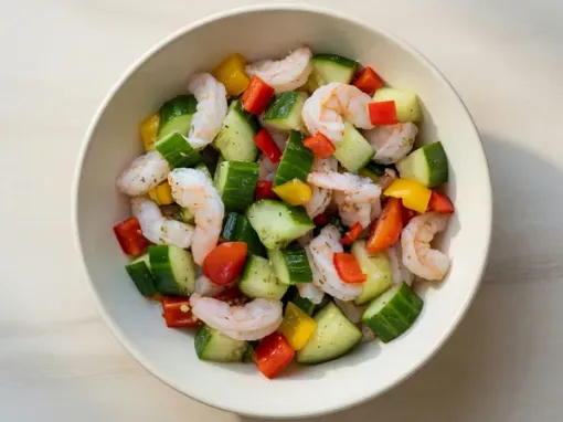Фото: Салат з ніжними креветками та свіжими овочами