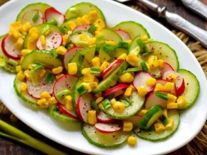 Фото: Салат з редискою, огірками та кукурудзою