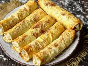 Фото: Запечені трубочки з лавашу з сиром та печерицями