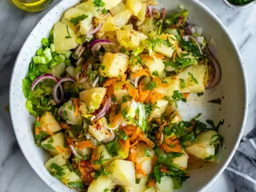 Турецький картопляний салат з морквою та зеленню