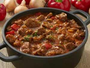 Фото: Тушкована свинина з болгарським перцем