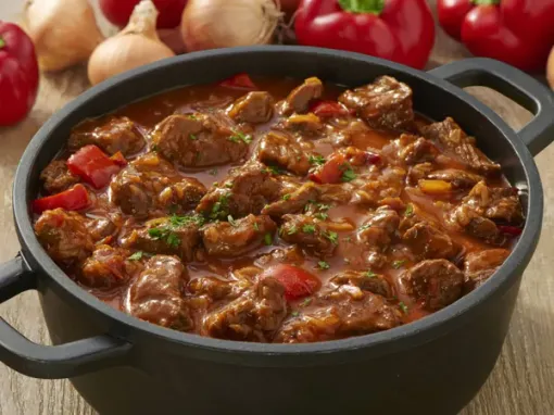 Фото: Тушкована свинина з болгарським перцем