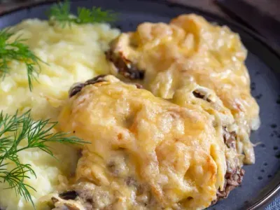 Фото: Відбивна з грибами та сиром
