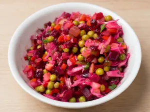 Фото: Вінегрет з зеленим горошком і квашеною капустою