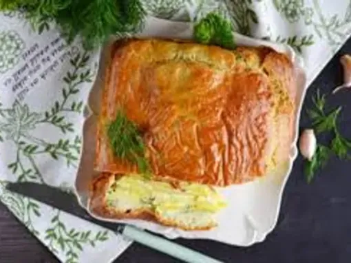Фото: Заливний пиріг з картоплею на кефірі
