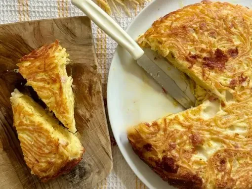 Фото: Запіканка з макаронів, бекону та твердого сиру